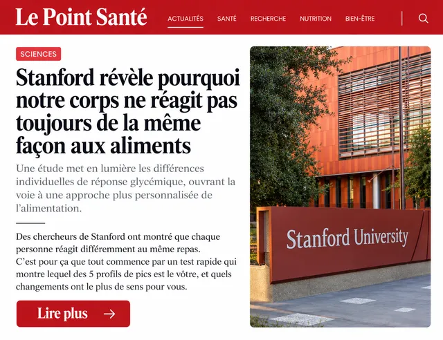 Article : Stanford révèle pourquoi notre corps ne réagit pas toujours de la même façon aux aliments